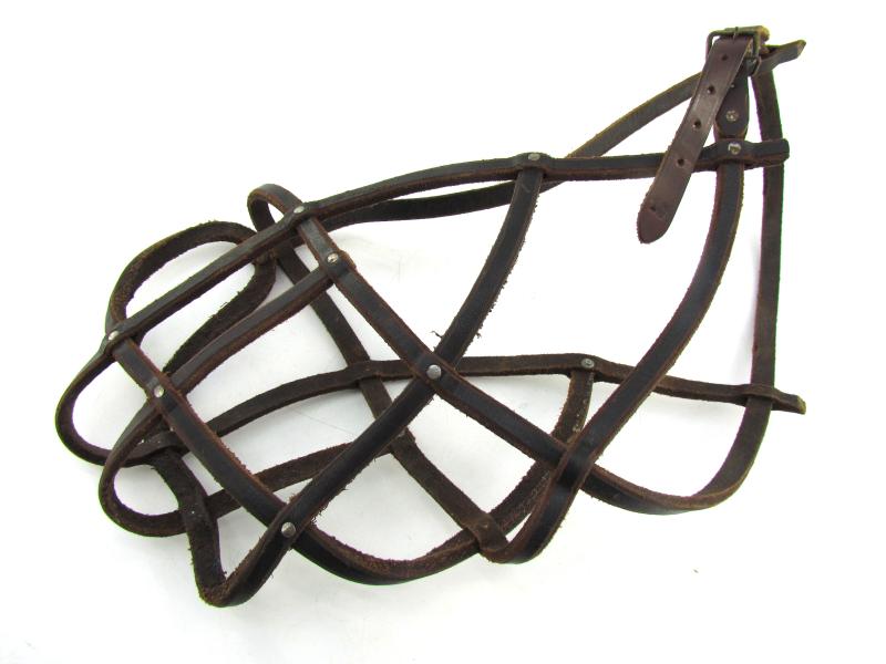 US WW2 leather Dog Muzzle marked 10