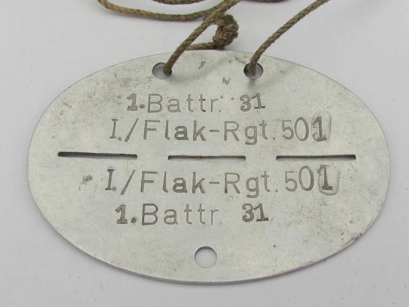 Erkennungsmarke ( EKM ) 1.Battr /Flak-RGT 501