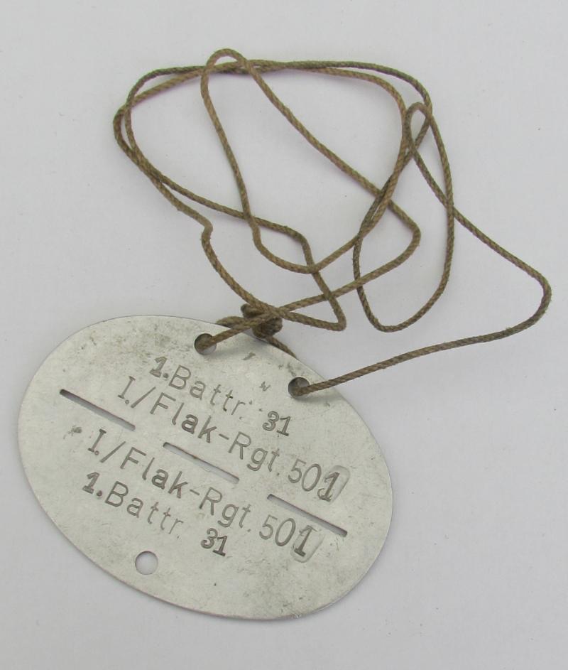 Erkennungsmarke ( EKM ) 1.Battr /Flak-RGT 501