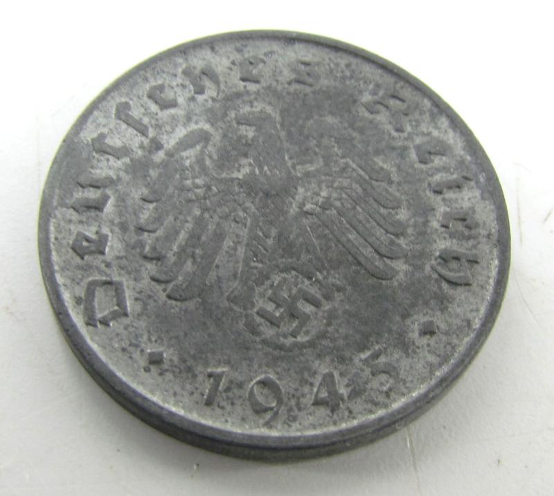 Original 1945 German 10 Reichspfennig Coin – Muldenhütten Mint (“E”)