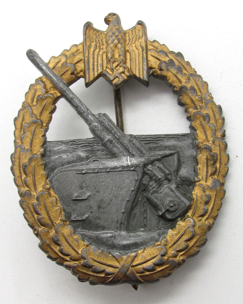 Kriegsmarine coastal artillery war badge by Steinhauer & Lück